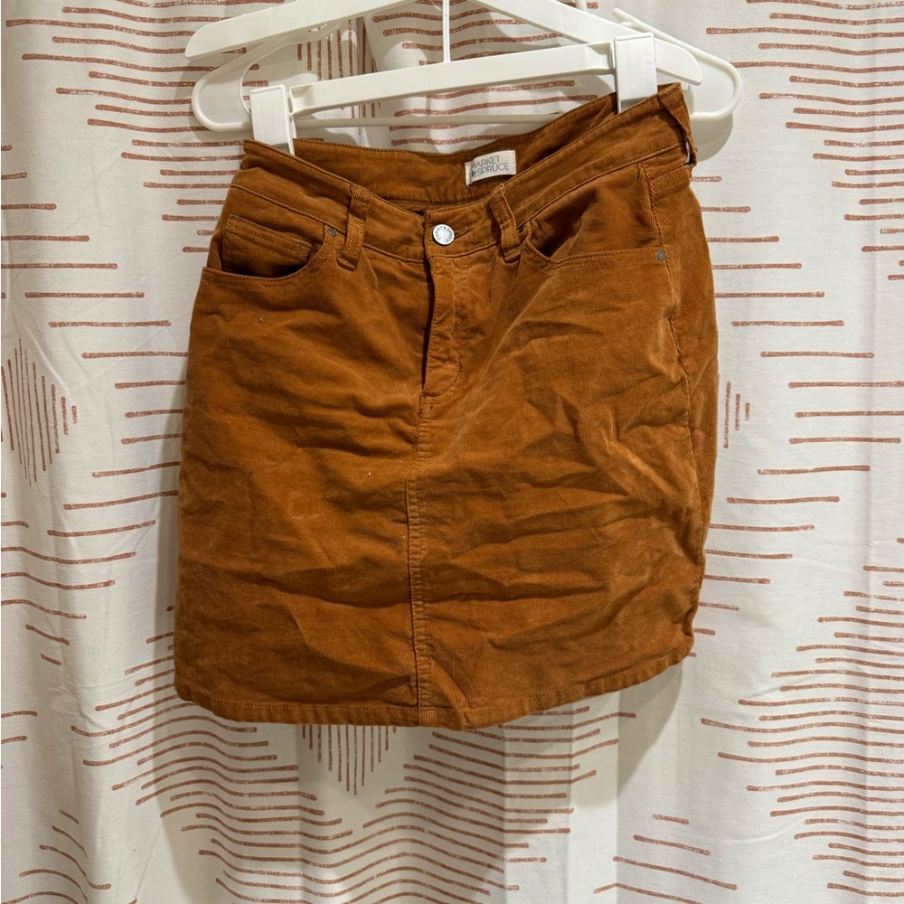 Market & Spruce Copper Corduroy Skirt